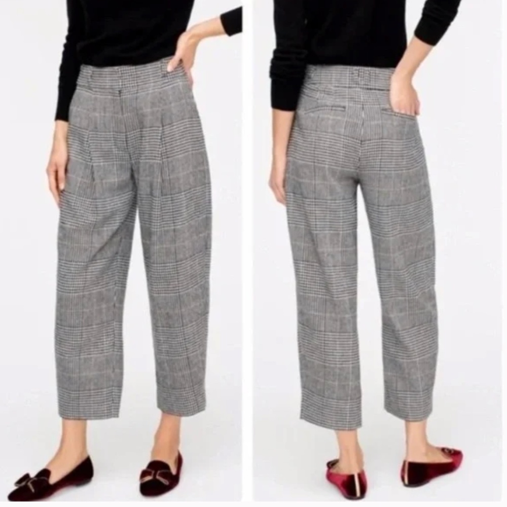 J. Crew Black & White Plaid Cropped Trousers